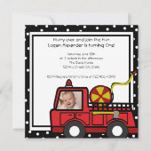 消防車のおもしろい/写真 招待状 (正面)
