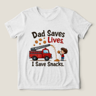 消防車のイラストがかわいい子供用Tシャツ トライブレンドTシャツ