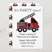 消防車のカスタム招待 招待状 (正面/裏面)