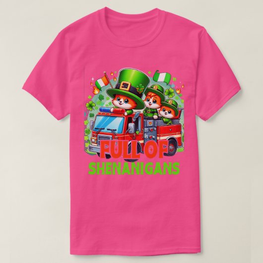 消防車のキッズ幼児ボーイズSt patricks day消防車 Tシャツ (デザイン正面)