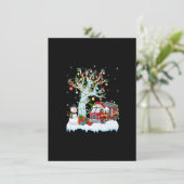 消防車のクリスマスツリー点灯サンタ帽 消防車 招待状 (スタンド正面)