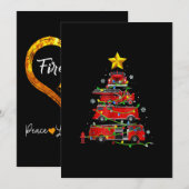 消防車のクリスマスツリー メンズ レディース シーズンカード (正面/裏面)