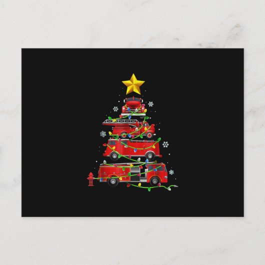 消防車のクリスマスツリー メンズ レディース シーズンポストカード (正面)