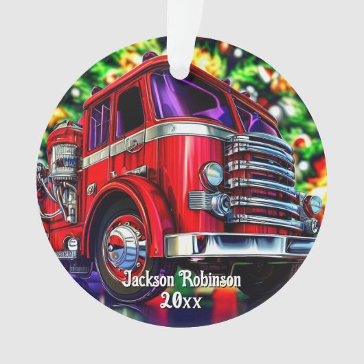 消防車のクリスマス オーナメント (正面)