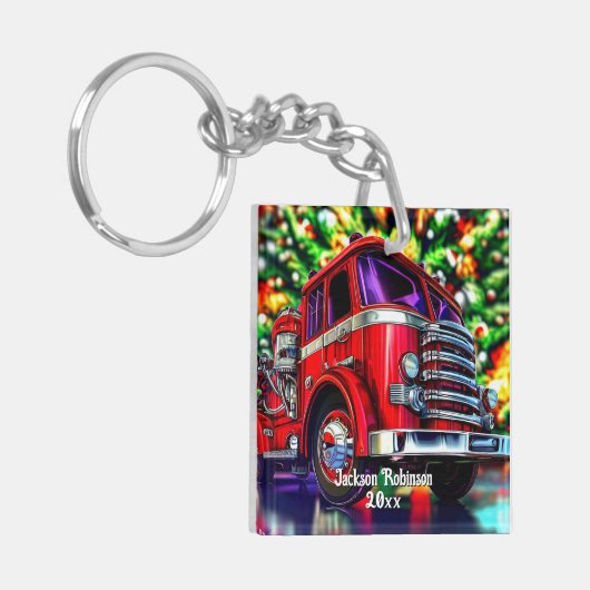 消防車のクリスマス キーホルダー (正面左)