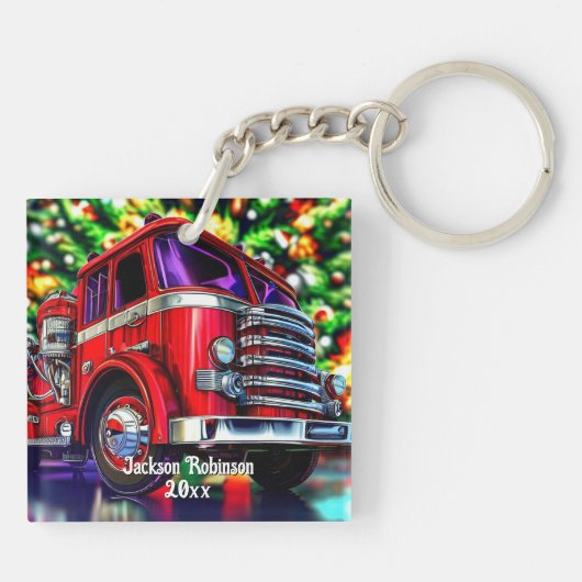 消防車のクリスマス キーホルダー (裏面)