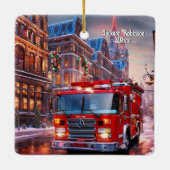 消防車のクリスマス セラミックオーナメント (裏面)