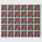 消防車のクリスマス ラッピングペーパー (フラット)