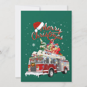 消防車のサンタのそり消防士クリスマス火事との戦い 招待状