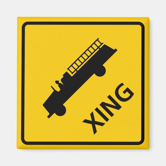 消防車のハイウェイ交差点サイン マグネット (正面)