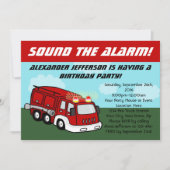 消防車のバースデーパーティ招待状 招待状 (正面)