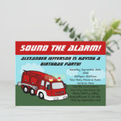 消防車のバースデーパーティ招待状 招待状 (スタンド正面)