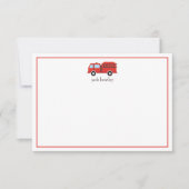 消防車のパーソナライズされたノートカード サンキューカード (正面)