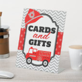 消防車のパーティーカードとギフトの表示 台座サイン (インサイチュ)