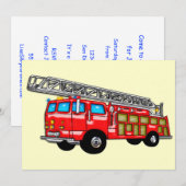 消防車のフックとラダー 招待状 (正面/裏面)