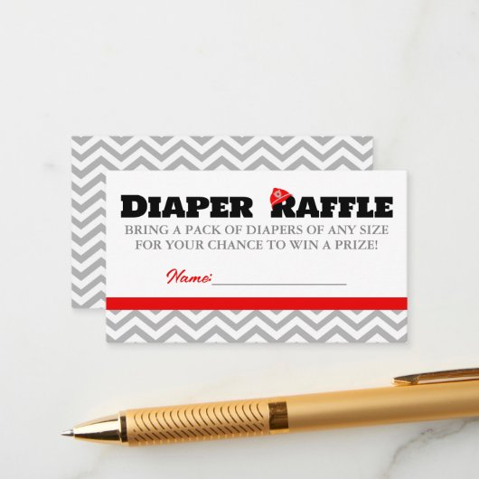 消防車のベビーおむつラッフルインサートカード エンクロージャーカード (正面/裏面インサイチュ)