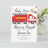 消防車のベビーシャワーパレード 招待状 (スタンド正面)