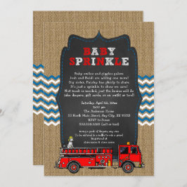 消防車のベビー散水少年の赤ちゃんシャワー 招待状