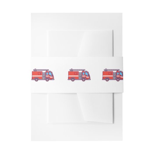 消防車のベリーバンドの招待 招待状ベリーバンド (正面例)