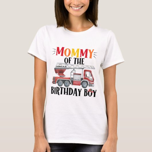 消防車のママの誕生日少年 Tシャツ (正面)