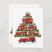消防車のライト消防車のクリスマス エンクロージャーカード (正面/裏面)