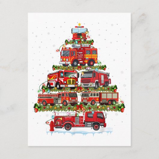 消防車のライト消防車のクリスマス エンクロージャーカード (裏面)