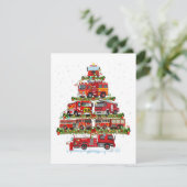 消防車のライト消防車のクリスマス エンクロージャーカード (スタンド正面)
