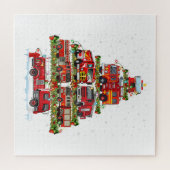 消防車のライト消防車のクリスマス ジグソーパズル (横)
