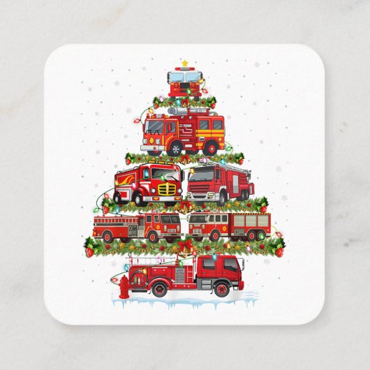 消防車のライト消防車のクリスマス スクエア名刺 (裏面)