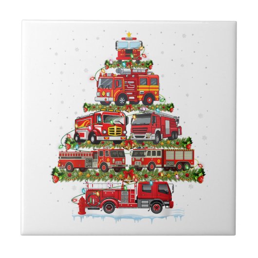 消防車のライト消防車のクリスマス タイル (正面)