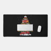 消防車のライト消防車のクリスマス デスクマット (キーボード&マウス)