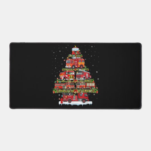 消防車のライト消防車のクリスマス デスクマット (正面)