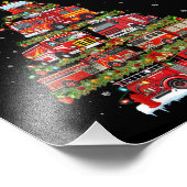 消防車のライト消防車のクリスマス フォトプリント            (角)