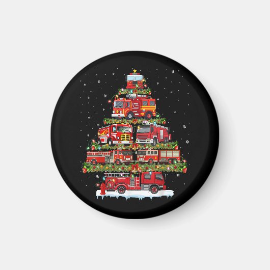 消防車のライト消防車のクリスマス マグネット (正面)