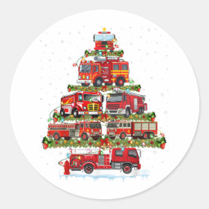 消防車のライト消防車のクリスマス ラウンドシール