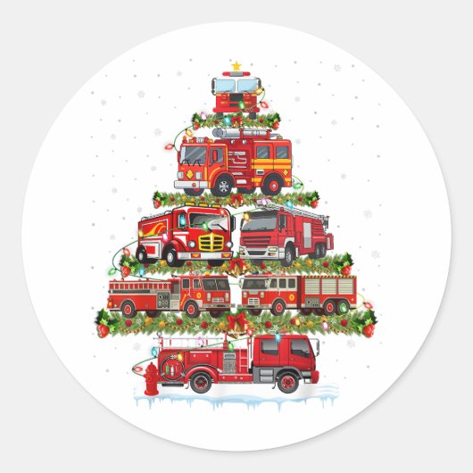 消防車のライト消防車のクリスマス ラウンドシール (正面)