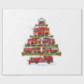 消防車のライト消防車のクリスマス ラッピングペーパー (フラット)