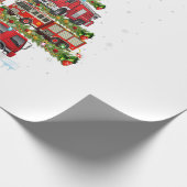 消防車のライト消防車のクリスマス ラッピングペーパー (角)