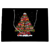 消防車のライト消防車のクリスマス ラージペーパーバッグ (正面)