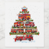 消防車のライト消防車のクリスマス ワインラベル (シングルラベル)