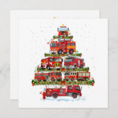 消防車のライト消防車のクリスマス 招待状 (正面/裏面)