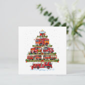 消防車のライト消防車のクリスマス 招待状 (スタンド正面)