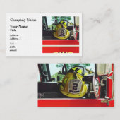 消防車の中の消防士ヘルメット 名刺 (正面/裏面)