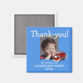消防車の写真ありがとう誕生日マグネット、少年 マグネット (正面/裏面)