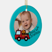消防車の写真の装飾 セラミックオーナメント (右)