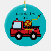 消防車の写真の装飾 セラミックオーナメント (裏面)