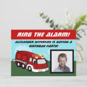 消防車の写真バースデーパーティ招待状 招待状 (スタンド正面)