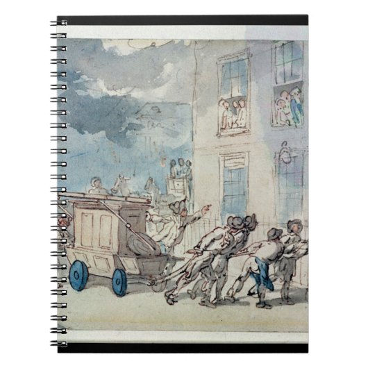 消防車の到着(w/c、ペンとインク、 ノートブック (正面)