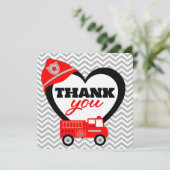 消防車の四角い折り畳み サンキューカード (スタンド正面)