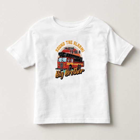 消防車の大きな兄ちゃん アラームを鳴らせ トドラーTシャツ (正面)